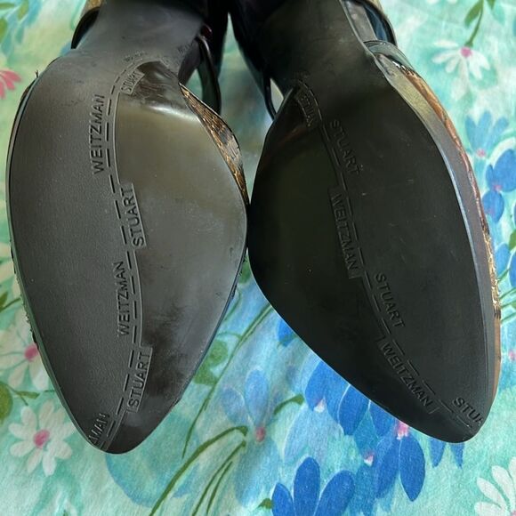 Stuart Weitzman Mixed Leather Tuxedo Lace Up Heels - 8 M (?) - Picture 7 of 16